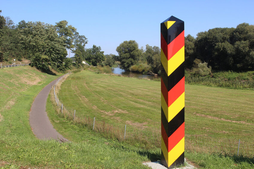 The permanent wild boar fence at the border river Neisse.